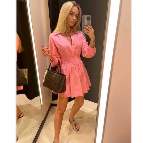 BLOGGER'S FAVE! Zara Barbie Pink Mini Dress NWT - Picture 14 of 17